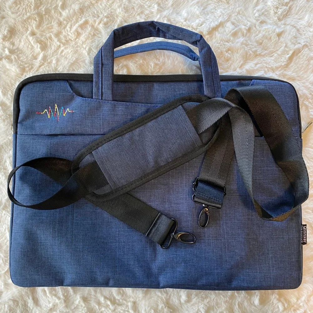 Qinnxer Laptop Messenger Bag Unisex Blue 16 inch Heathered Fleece Lined New